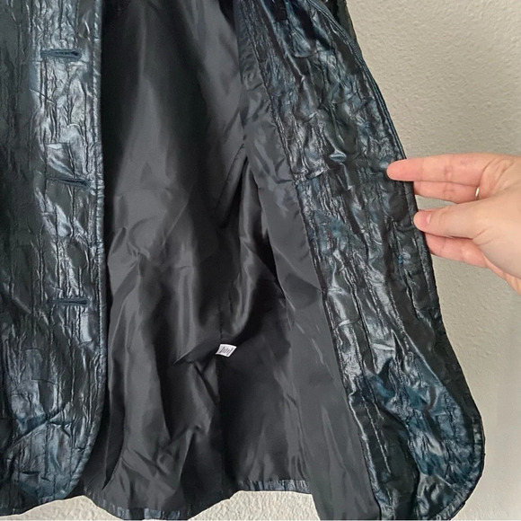 Erin London Vintage Grunge Gothic Crinkle Faux Leather Blazer Jacket Medium - Picture 7 of 14